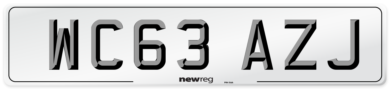 WC63 AZJ Number Plate from New Reg